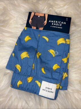 American Eagle Blue Boxer Shorts with Banana Print size Large